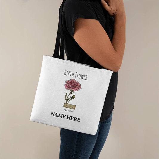 January Birth Flower - Carnation - with Custom Name Classic Tote Bag