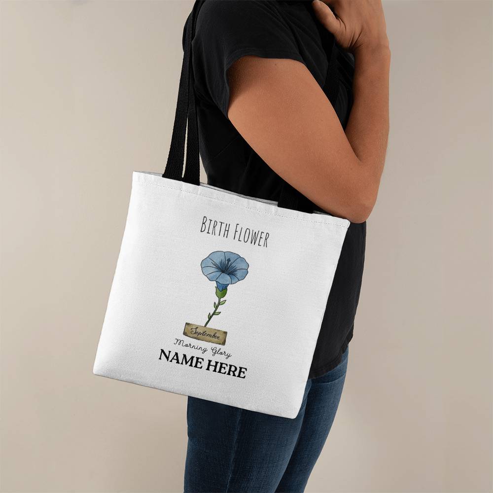 September Birth Flower - Morning Glory - with Custom Name Classic Tote Bag