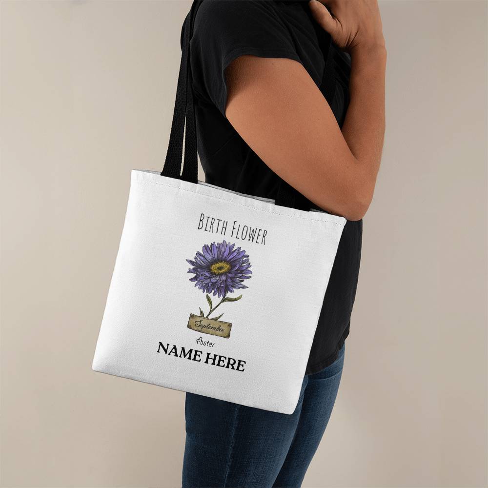 September Birth Flower - Aster - with Custom Name Classic Tote Bag
