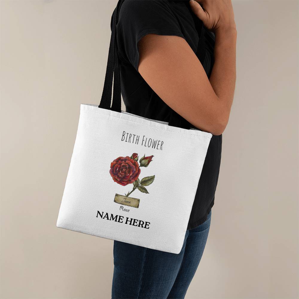 June Birth Flower - Rose - with Custom Name Classic Tote Bag