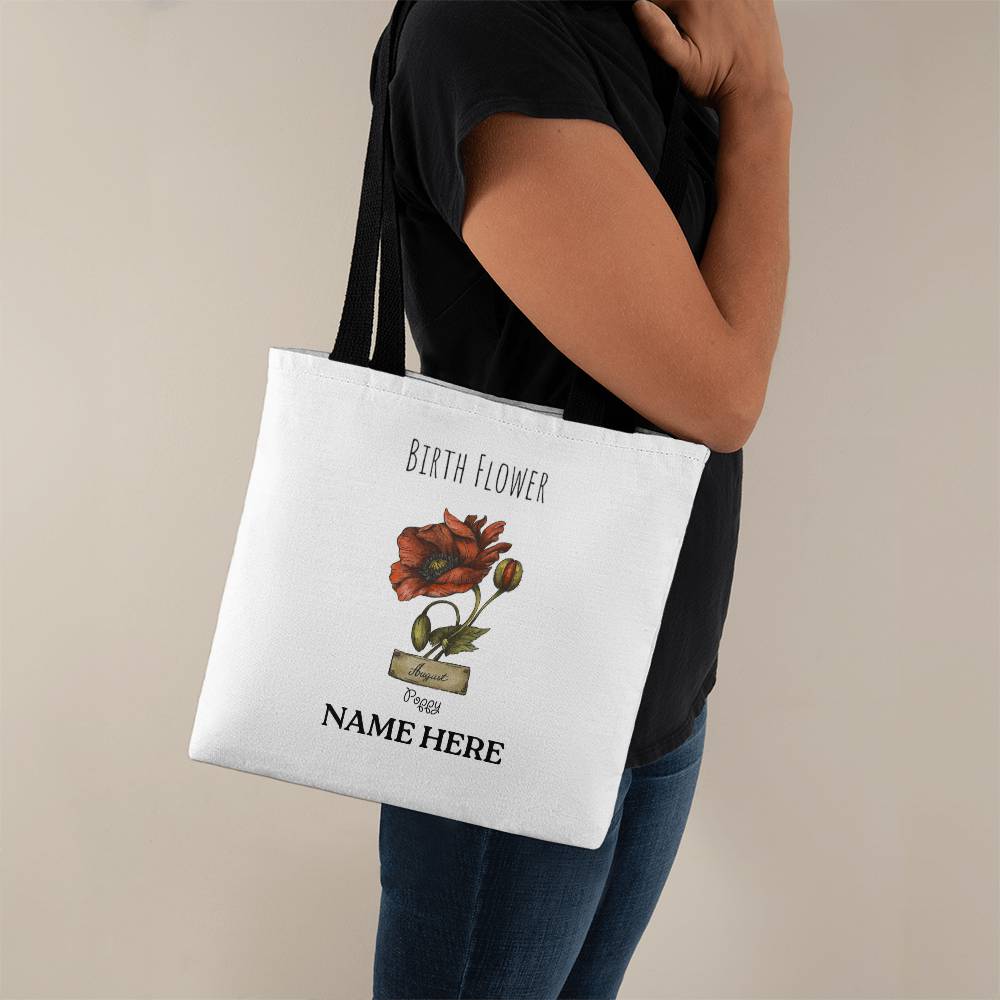 August Birth Flower - Poppy - with Custom Name Classic Tote Bag