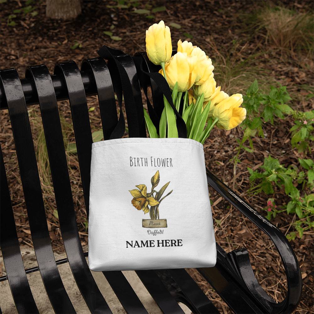 March Birth Flower - Daffodil - with Custom Name Classic Tote Bag