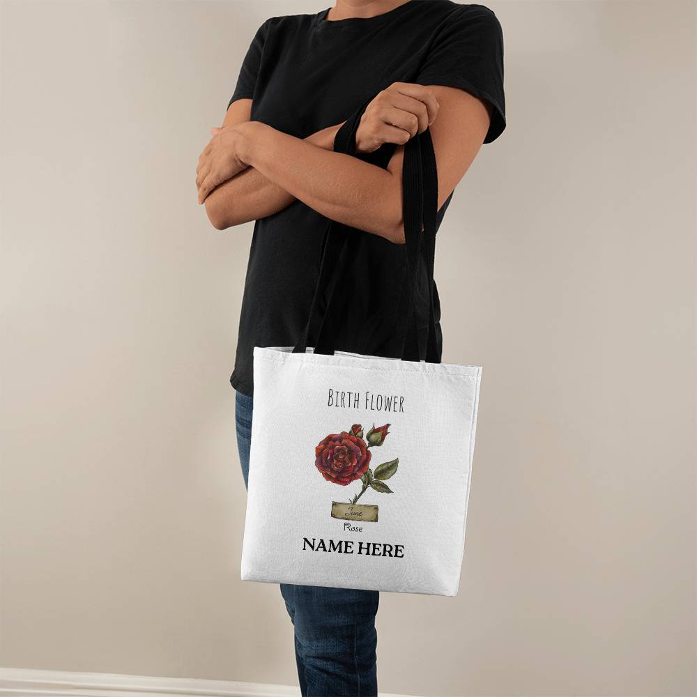 June Birth Flower - Rose - with Custom Name Classic Tote Bag