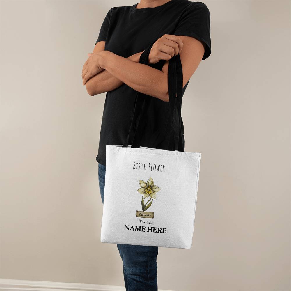 December Birth Flower - Narcissus - with Custom Name Classic Tote Bag