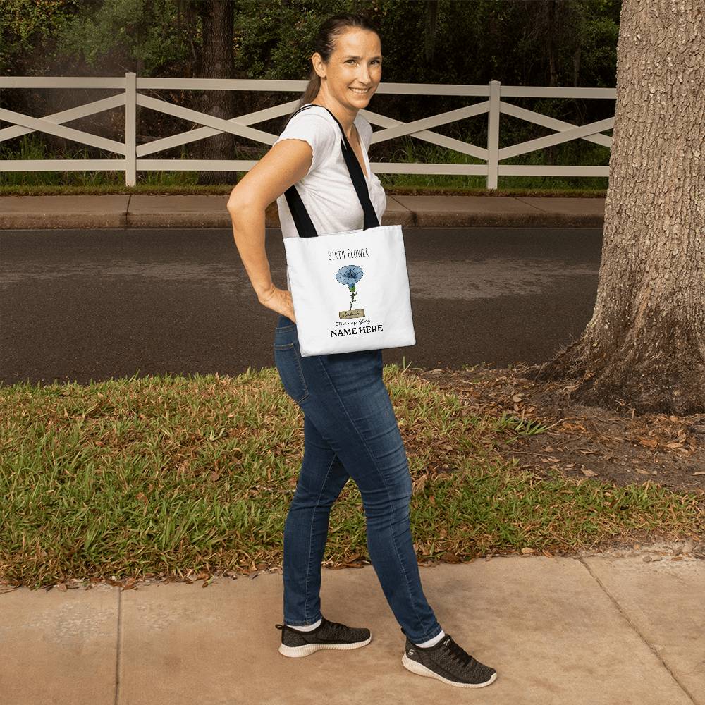 September Birth Flower - Morning Glory - with Custom Name Classic Tote Bag