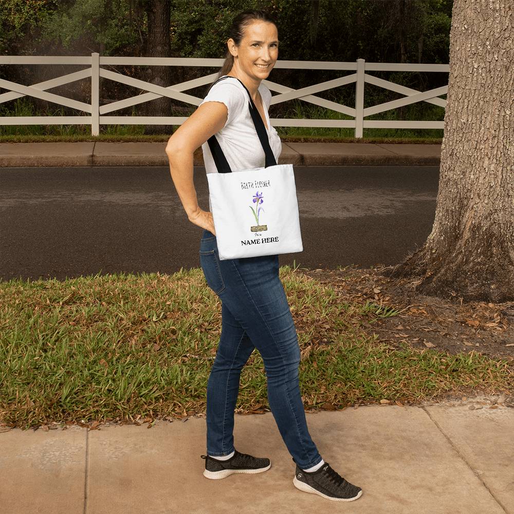 February Birth Flower - Iris - with Custom Name Classic Tote Bag