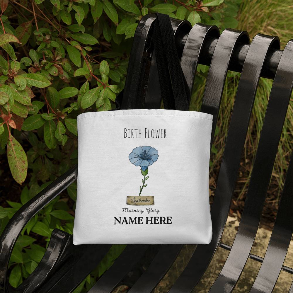 September Birth Flower - Morning Glory - with Custom Name Classic Tote Bag