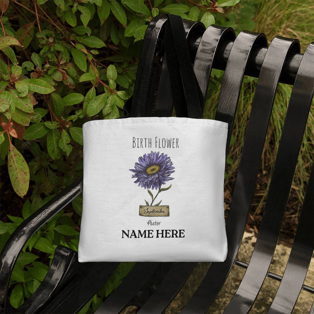 September Birth Flower - Aster - with Custom Name Classic Tote Bag