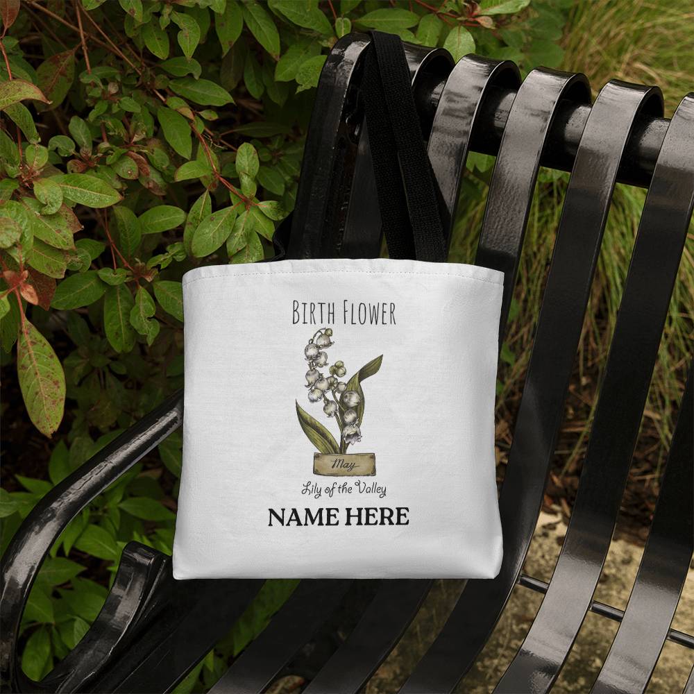 May Birth Flower - Lily of the Valley - with Custom Name Classic Tote Bag