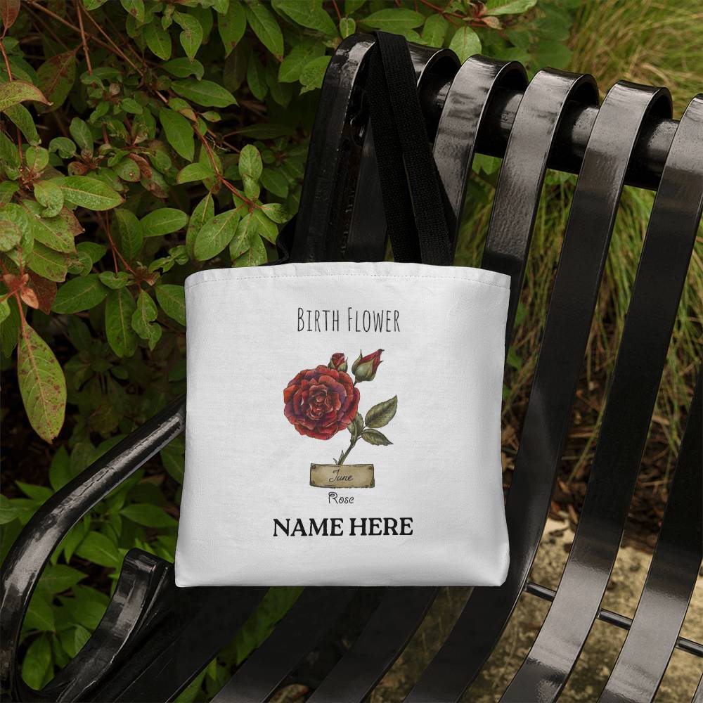 June Birth Flower - Rose - with Custom Name Classic Tote Bag