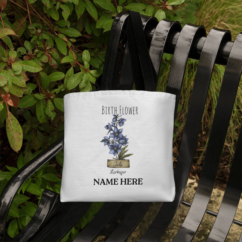 July Birth Flower - Larkspur - with Custom Name Classic Tote Bag