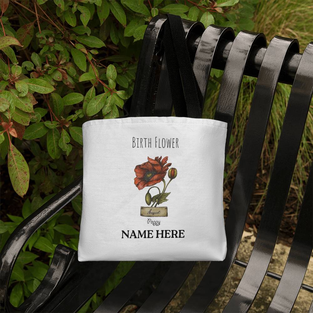 August Birth Flower - Poppy - with Custom Name Classic Tote Bag