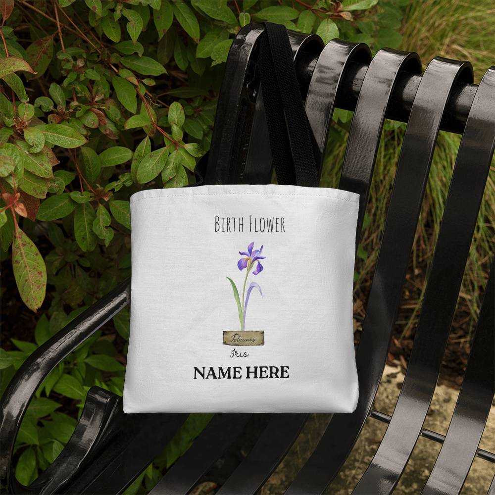 February Birth Flower - Iris - with Custom Name Classic Tote Bag