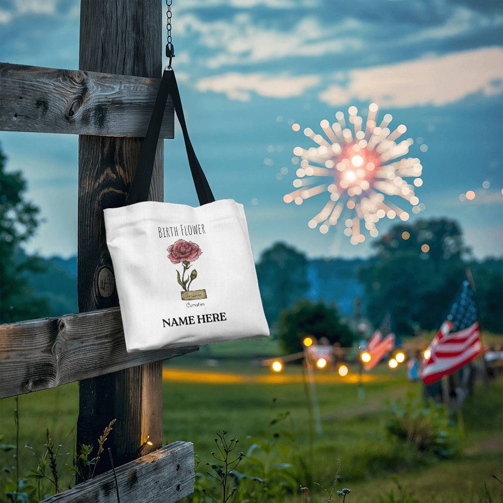 January Birth Flower - Carnation - with Custom Name Classic Tote Bag