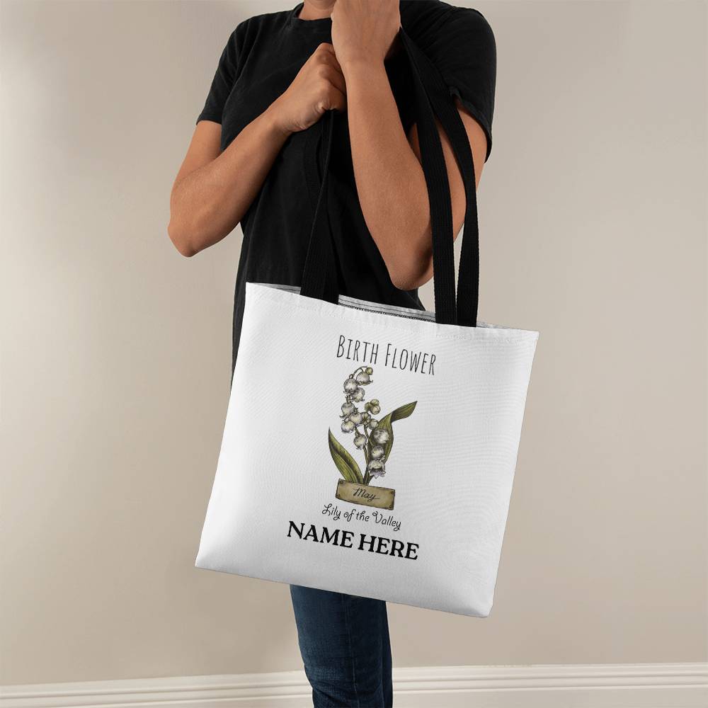 May Birth Flower - Lily of the Valley - with Custom Name Classic Tote Bag