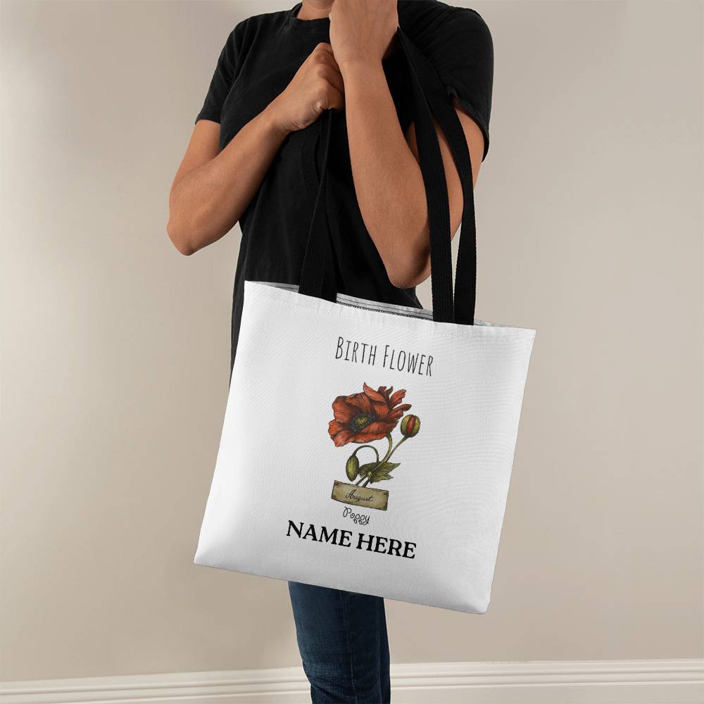 August Birth Flower - Poppy - with Custom Name Classic Tote Bag