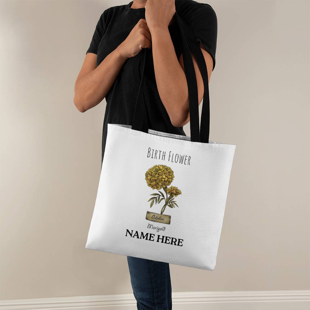 October Birth Flower - Marigold - with Custom Name Classic Tote Bag