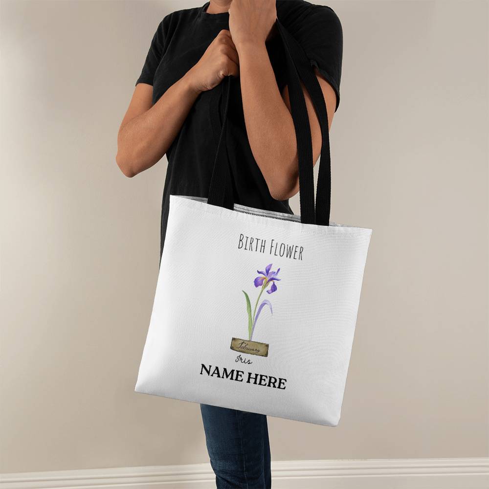 February Birth Flower - Iris - with Custom Name Classic Tote Bag