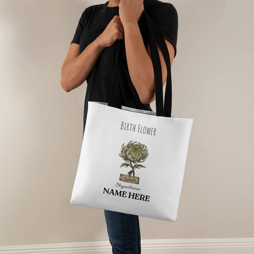 November Birth Flower - Chrysanthemum - with Custom Name Classic Tote Bag