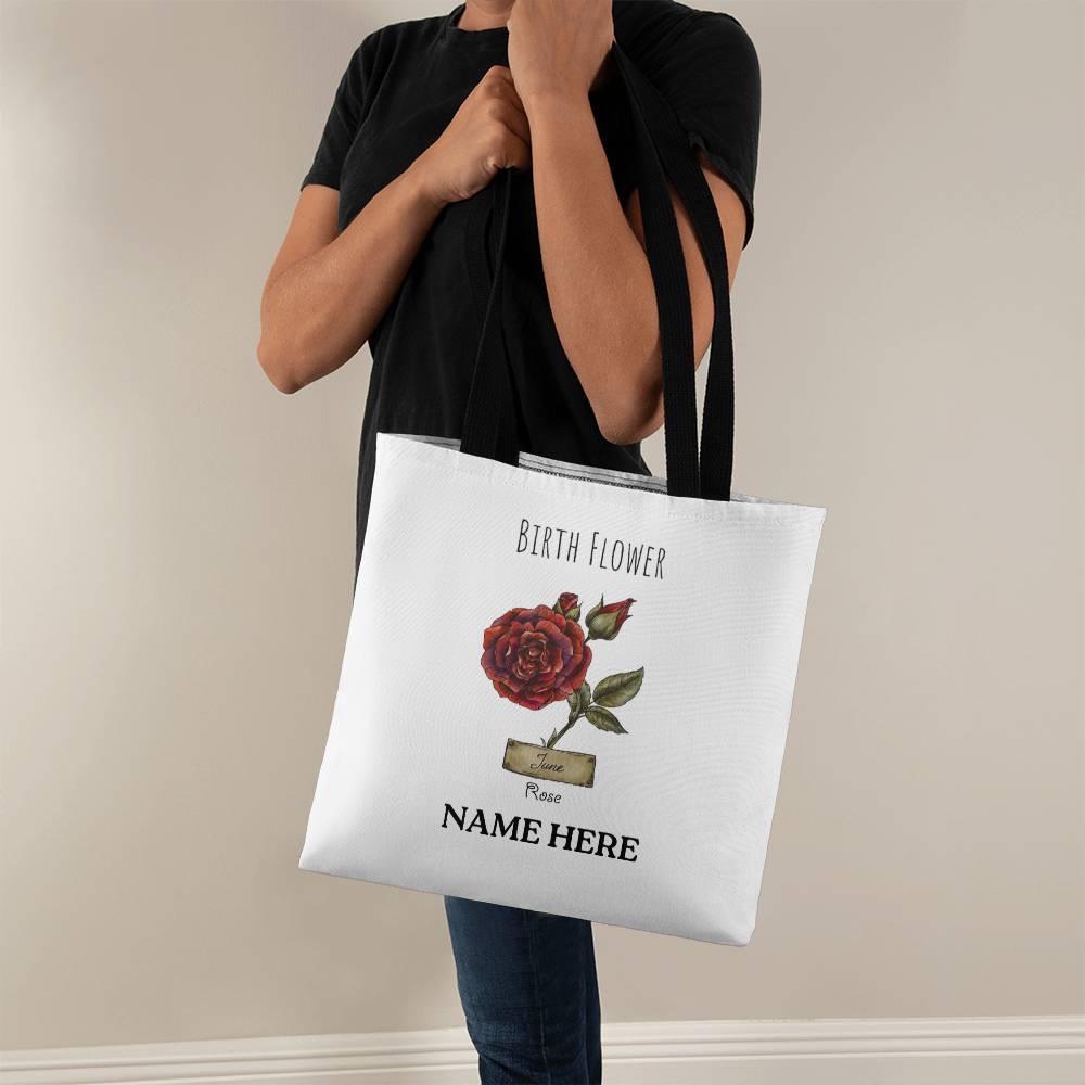 June Birth Flower - Rose - with Custom Name Classic Tote Bag