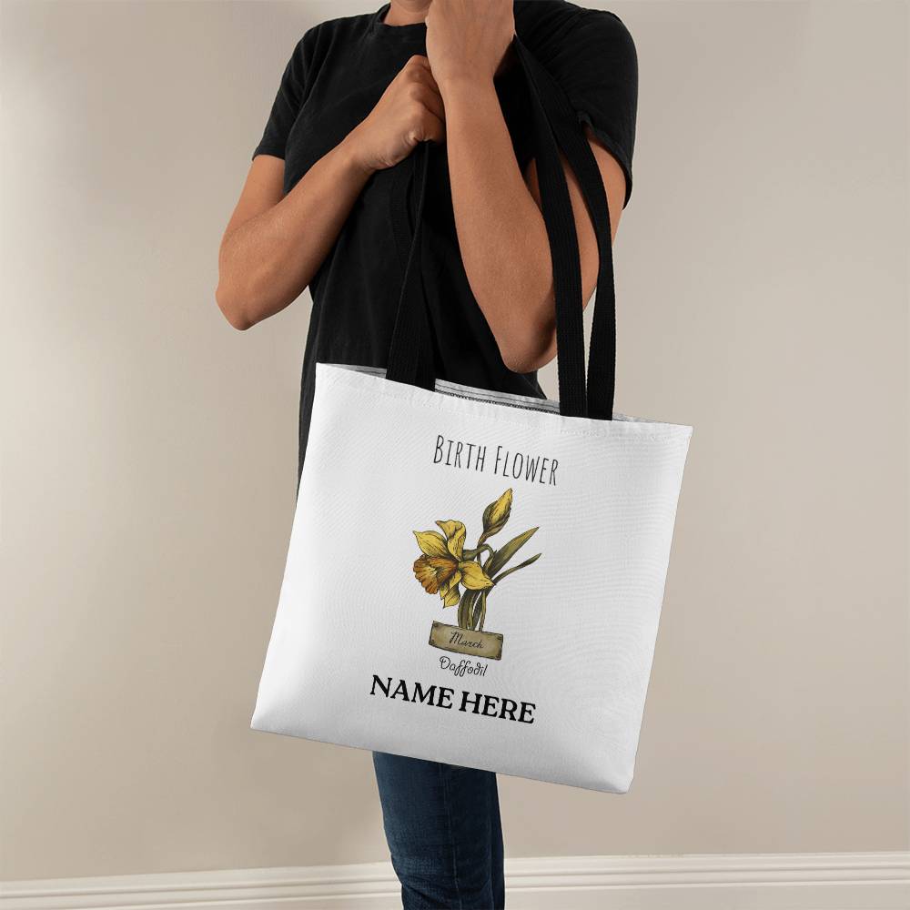 March Birth Flower - Daffodil - with Custom Name Classic Tote Bag