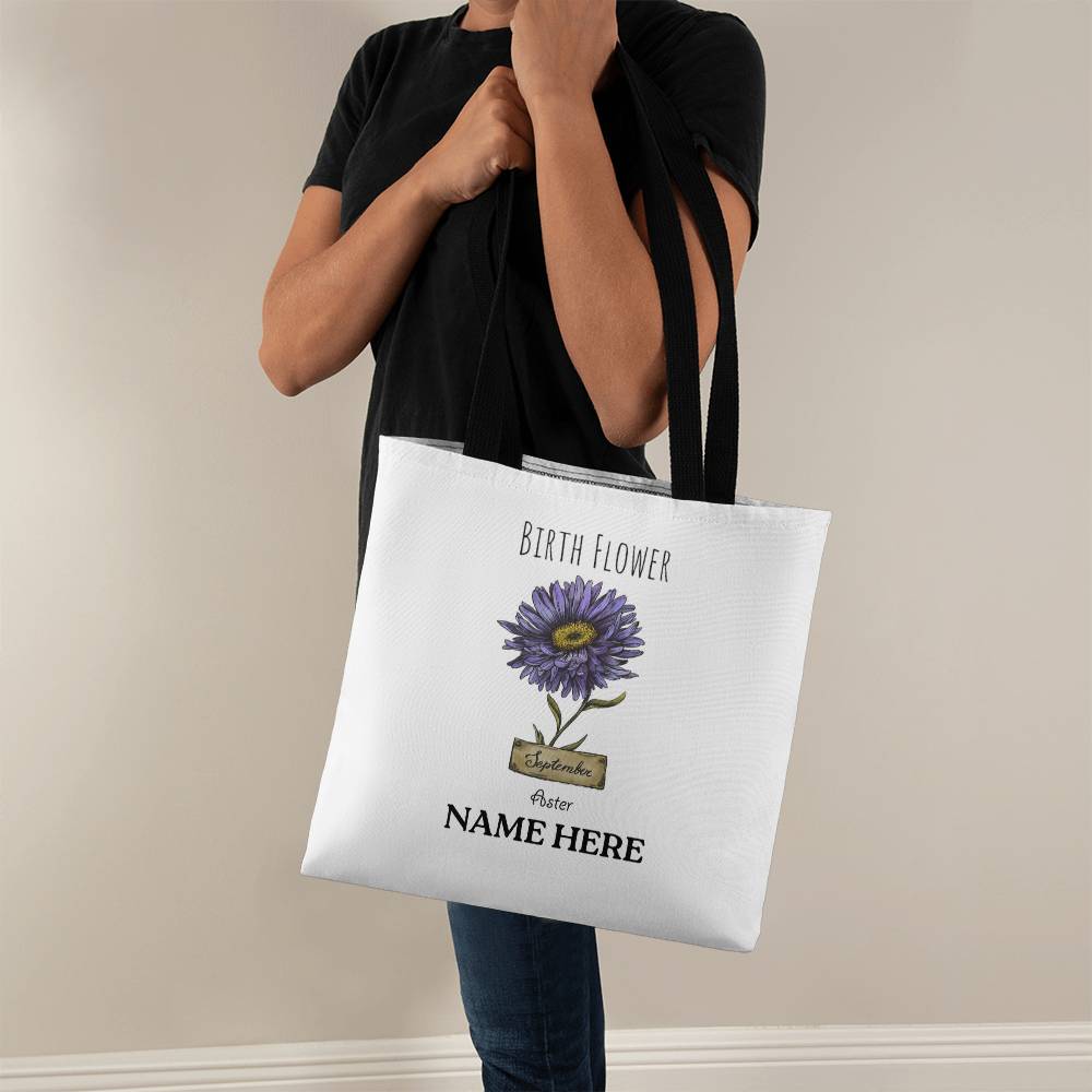 September Birth Flower - Aster - with Custom Name Classic Tote Bag