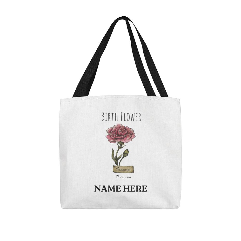 January Birth Flower - Carnation - with Custom Name Classic Tote Bag