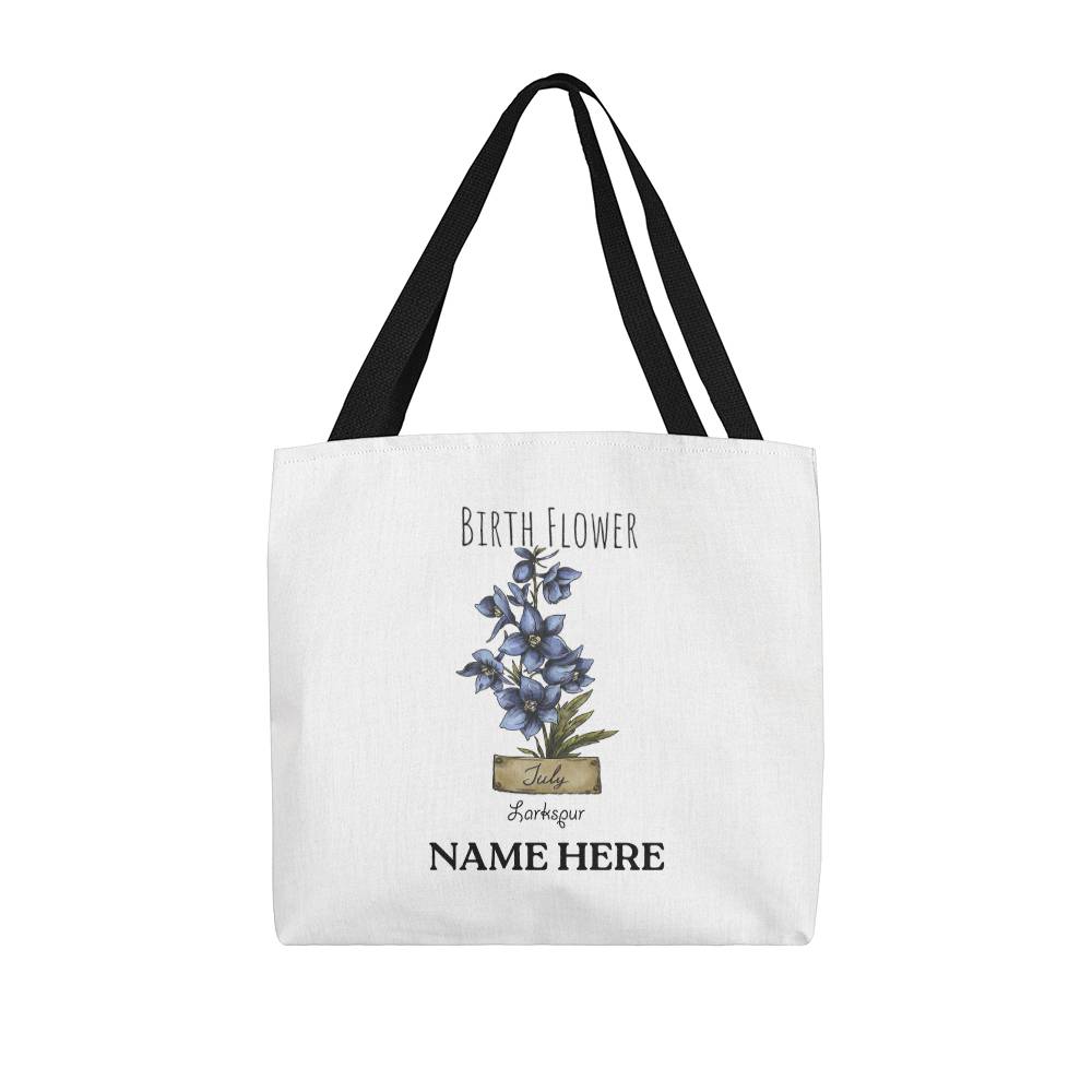 July Birth Flower - Larkspur - with Custom Name Classic Tote Bag