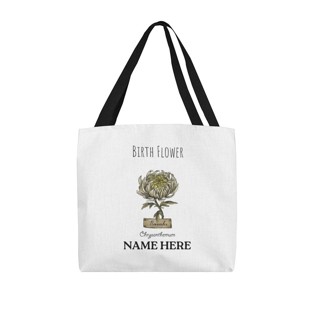 November Birth Flower - Chrysanthemum - with Custom Name Classic Tote Bag