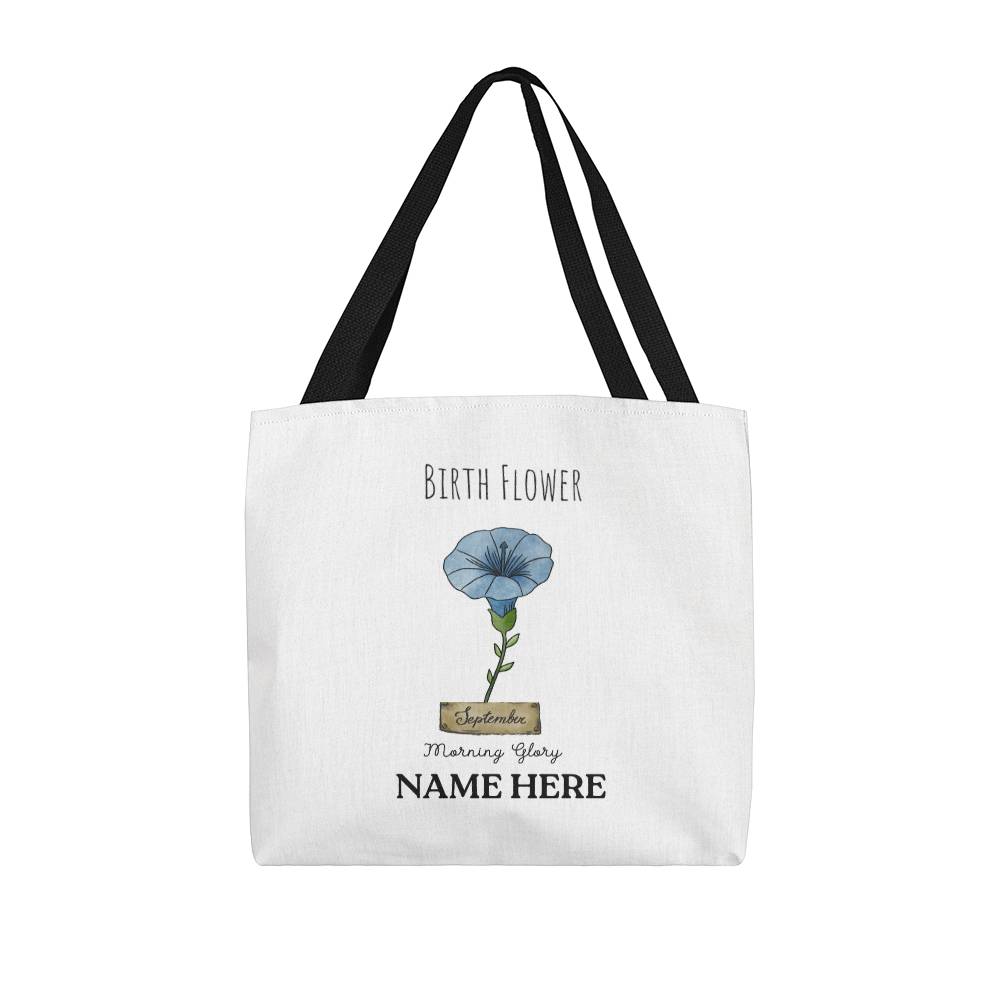 September Birth Flower - Morning Glory - with Custom Name Classic Tote Bag