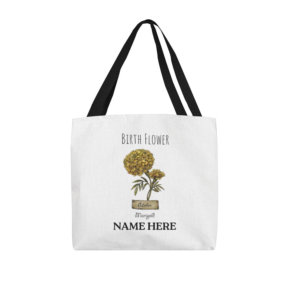 October Birth Flower - Marigold - with Custom Name Classic Tote Bag