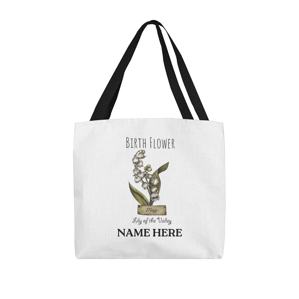 May Birth Flower - Lily of the Valley - with Custom Name Classic Tote Bag