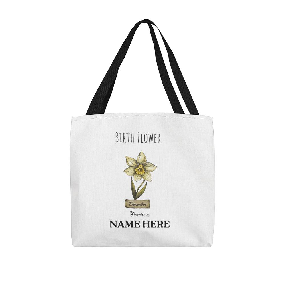 December Birth Flower - Narcissus - with Custom Name Classic Tote Bag