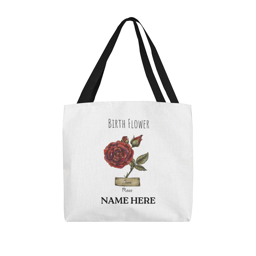 June Birth Flower - Rose - with Custom Name Classic Tote Bag