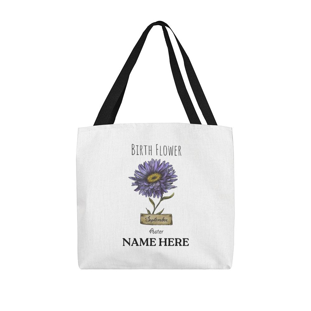 September Birth Flower - Aster - with Custom Name Classic Tote Bag