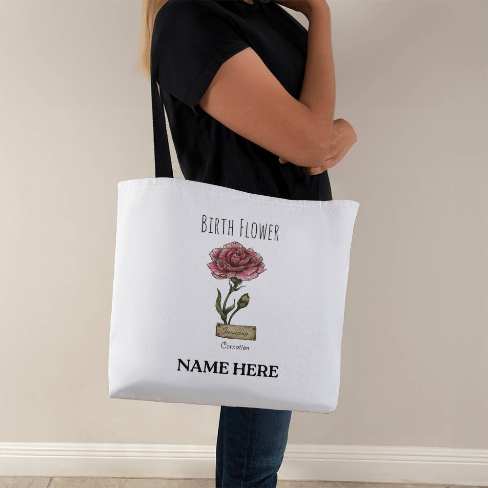 January Birth Flower - Carnation - with Custom Name Classic Tote Bag