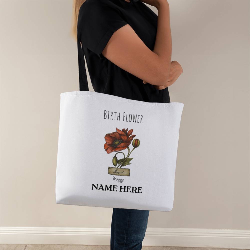 August Birth Flower - Poppy - with Custom Name Classic Tote Bag