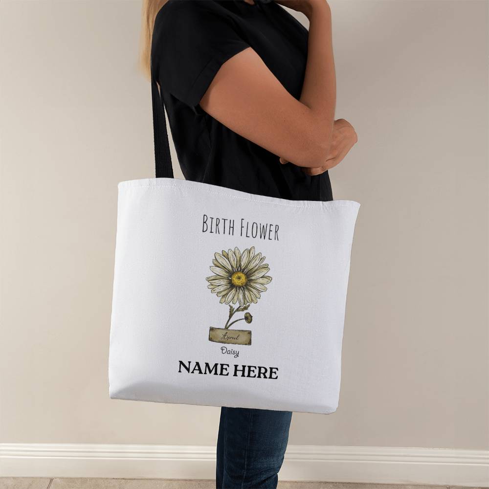 April Birth Flower - Daisy - with Custom Name Classic Tote Bag