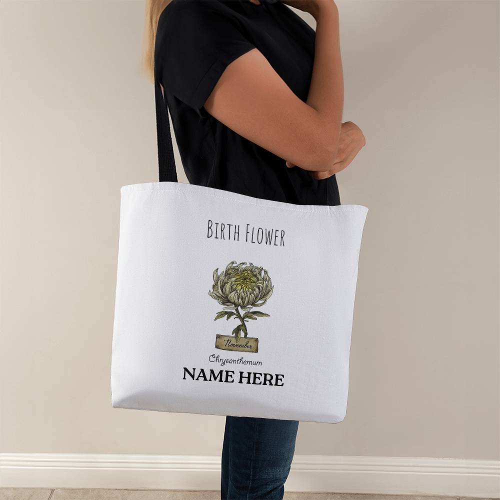 November Birth Flower - Chrysanthemum - with Custom Name Classic Tote Bag