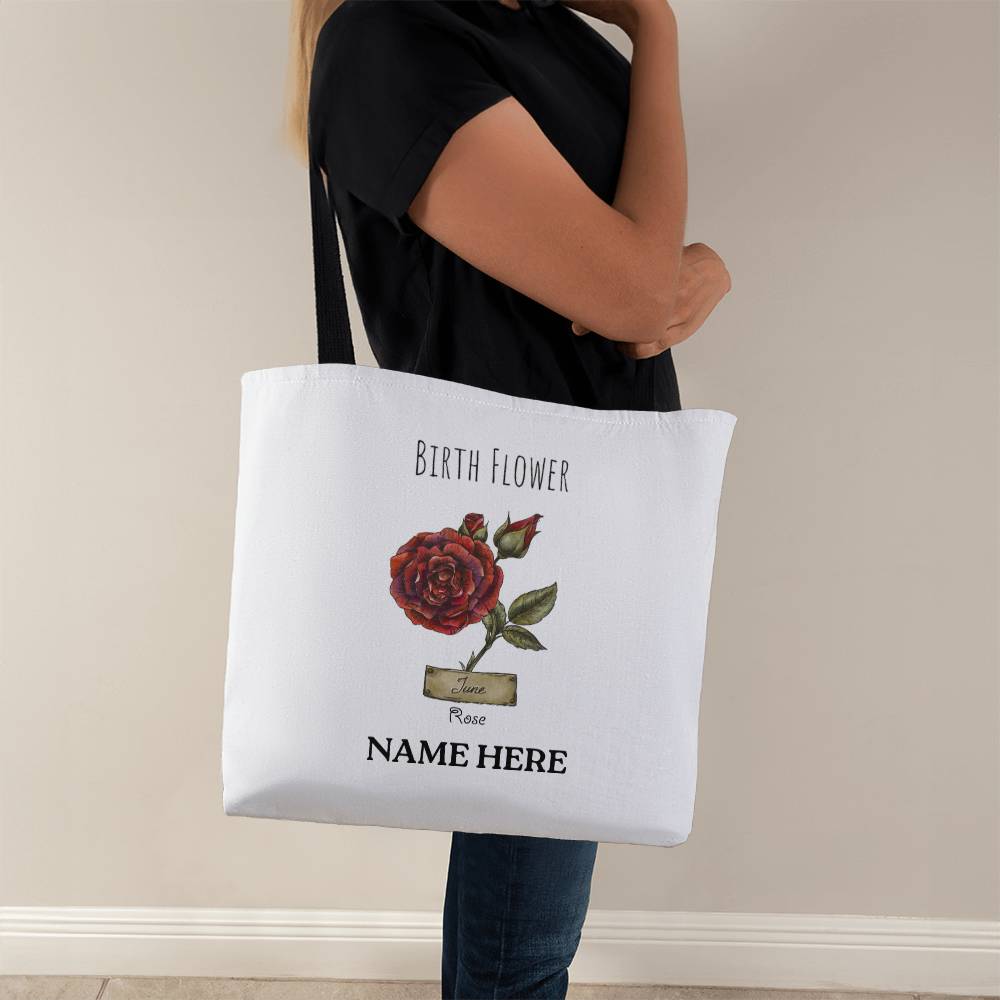 June Birth Flower - Rose - with Custom Name Classic Tote Bag