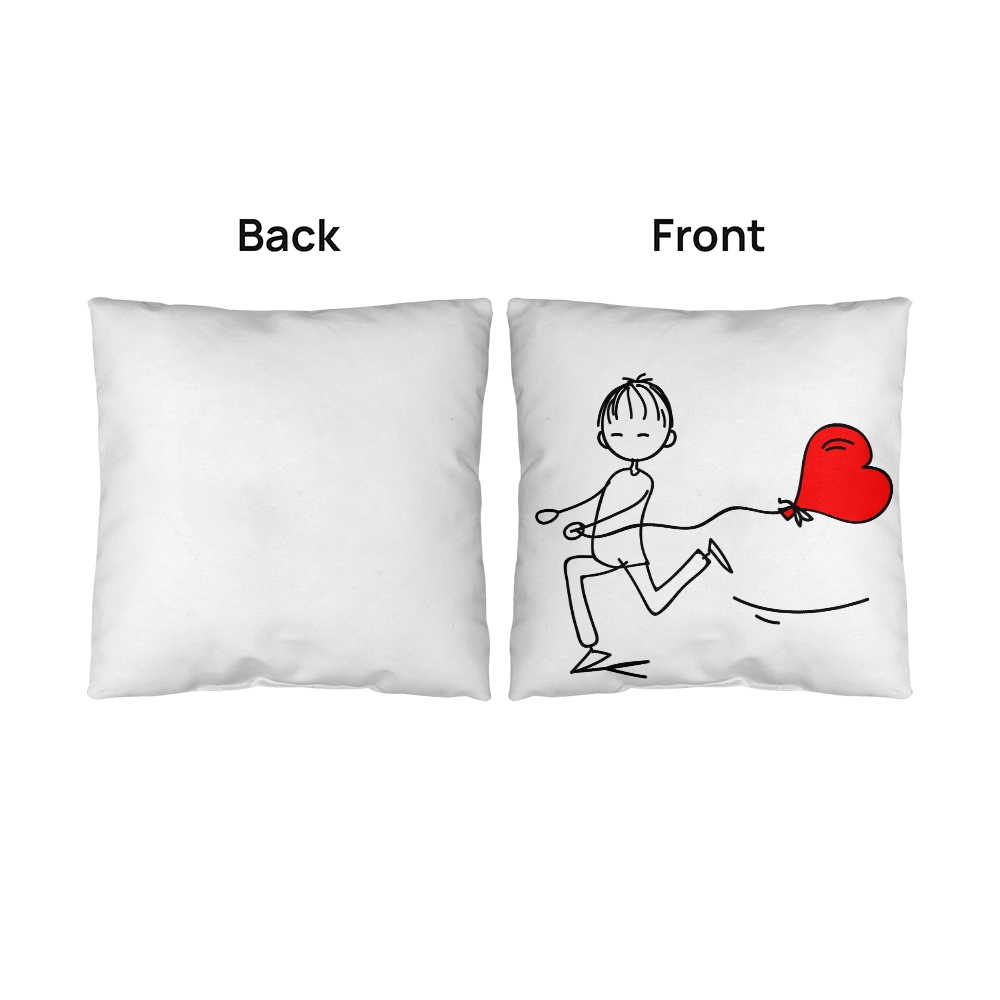 Couples Matching Valentines Day Pillow Boy Heart Balloon