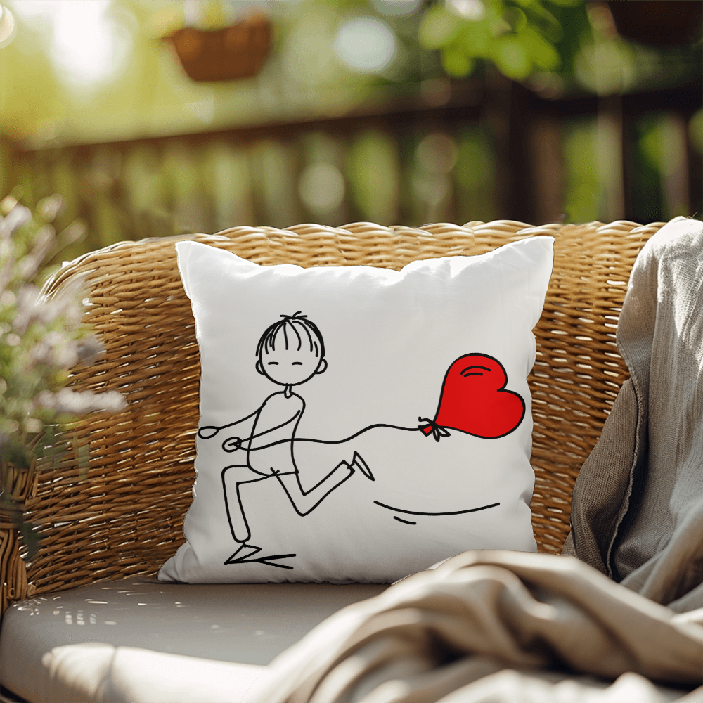 Couples Matching Valentines Day Pillow Boy Heart Balloon