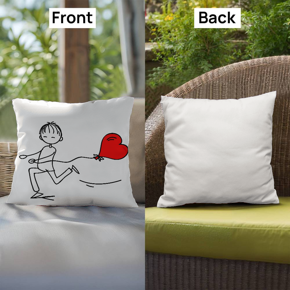 Couples Matching Valentines Day Pillow Boy Heart Balloon