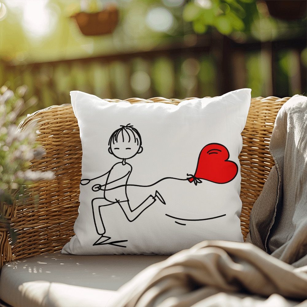 Couples Matching Valentines Day Pillow Boy Heart Balloon