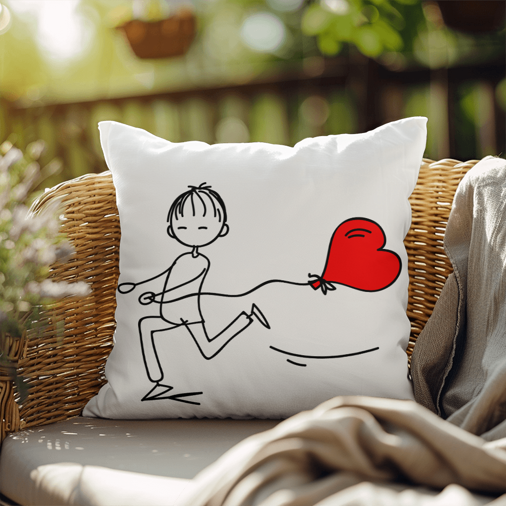 Couples Matching Valentines Day Pillow Boy Heart Balloon