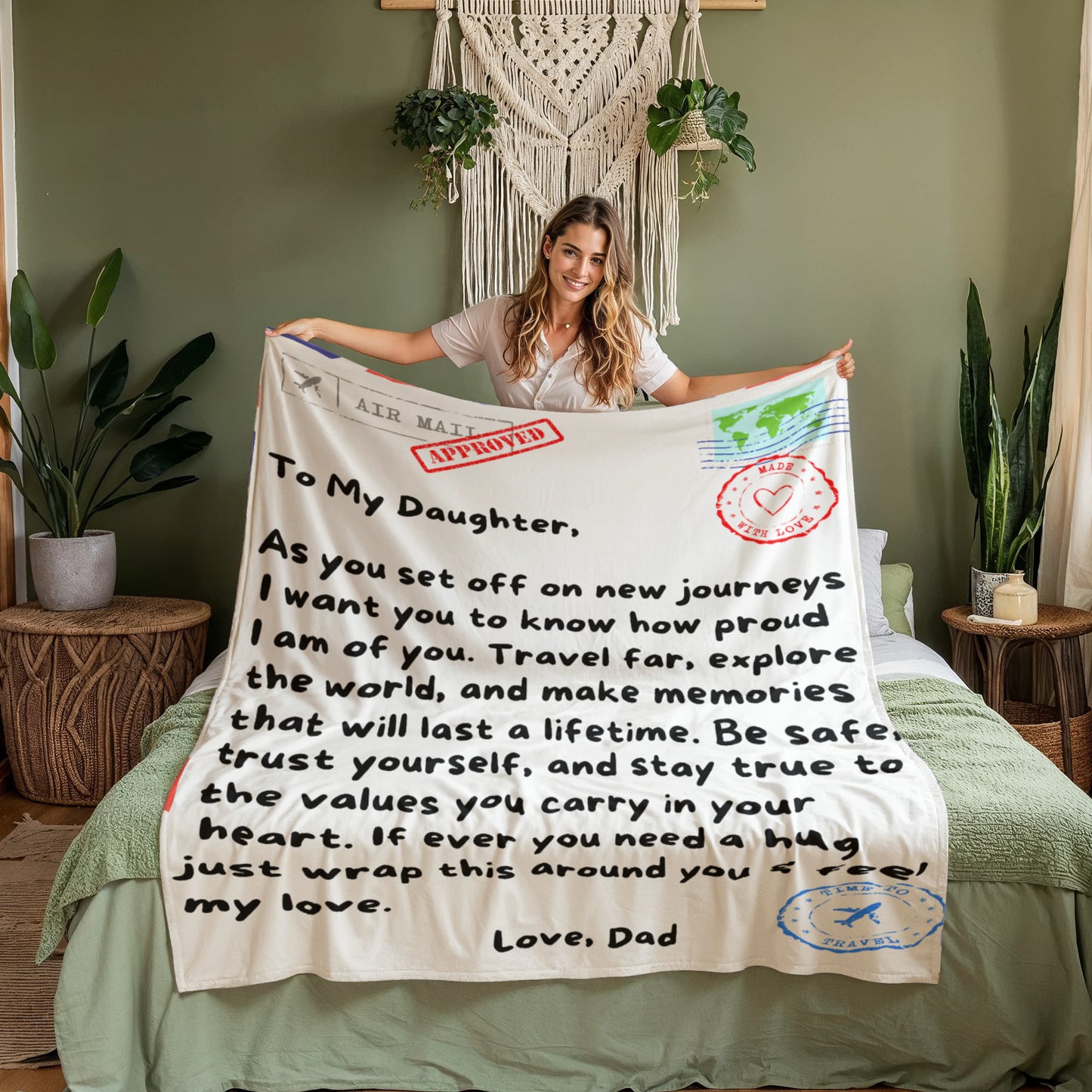 To My Daughter Safe Travels Blanket
