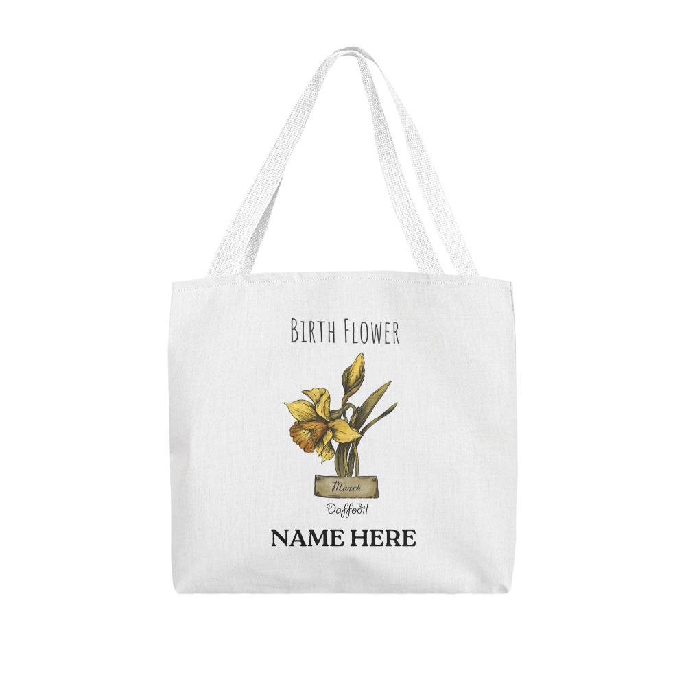 March Birth Flower - Daffodil - with Custom Name Classic Tote Bag