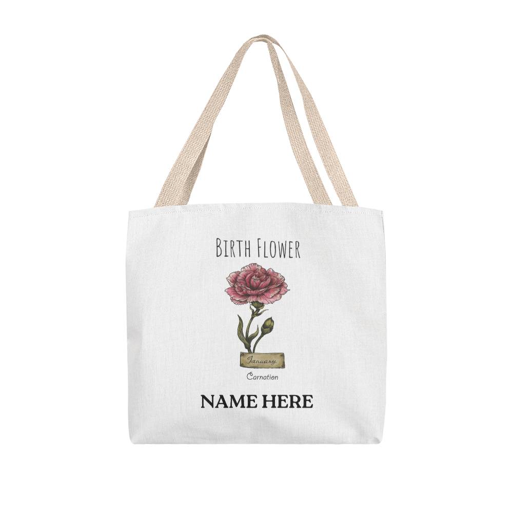 January Birth Flower - Carnation - with Custom Name Classic Tote Bag