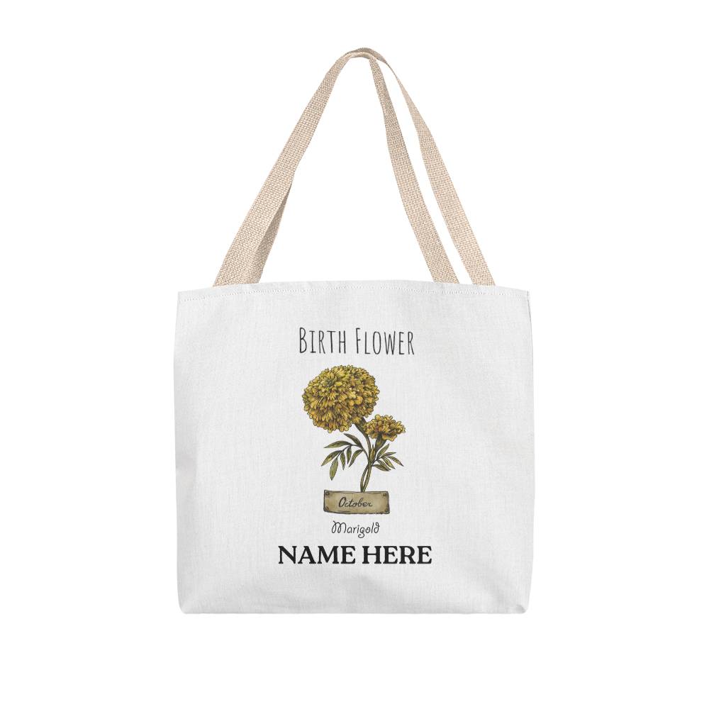 October Birth Flower - Marigold - with Custom Name Classic Tote Bag