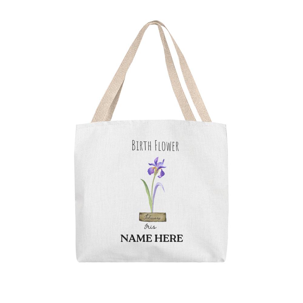 February Birth Flower - Iris - with Custom Name Classic Tote Bag